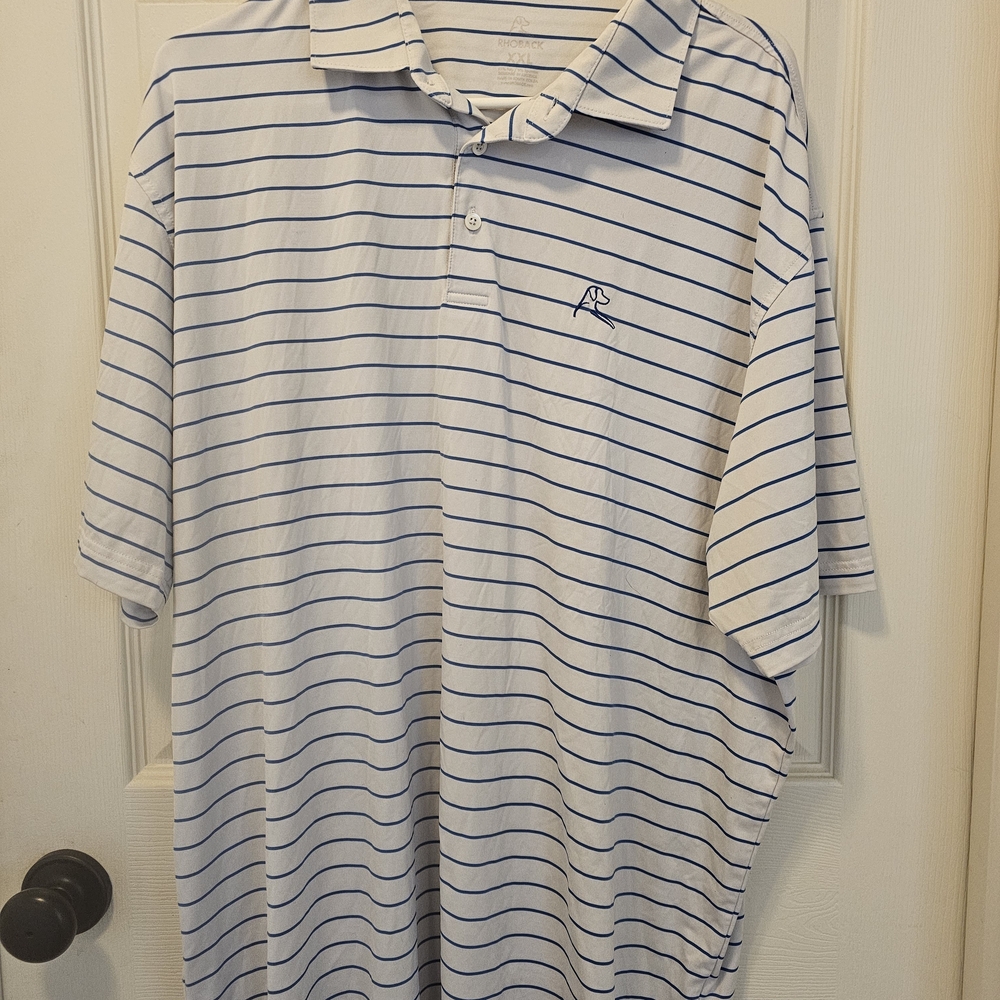 Rhoback White Polo with Blue Stripes